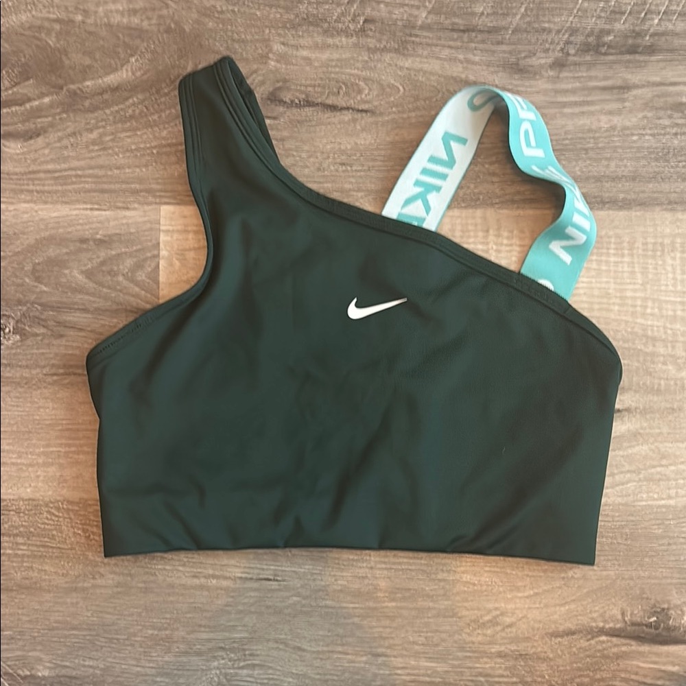 Nike Dark Green Asymmetrical Sports Bra